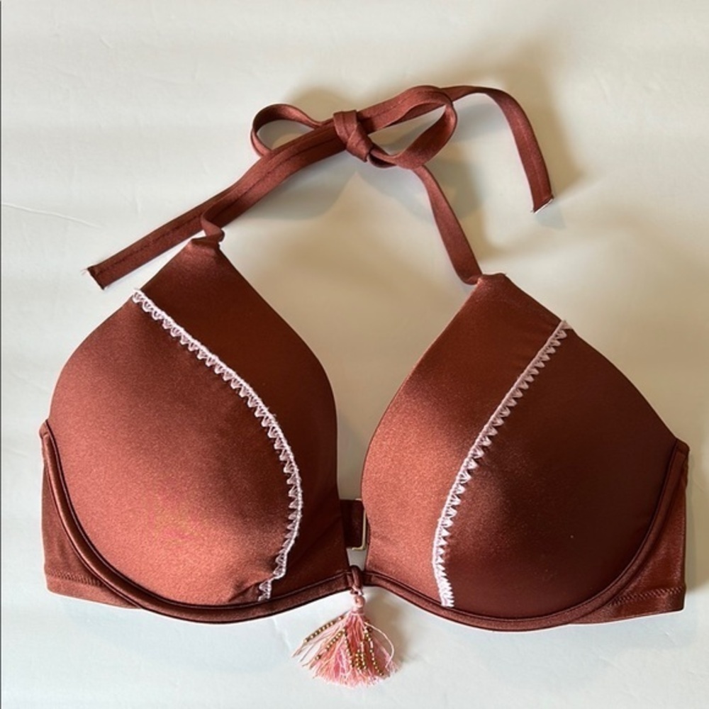 Xhilaration brown bikini swim top size 38D NWOT